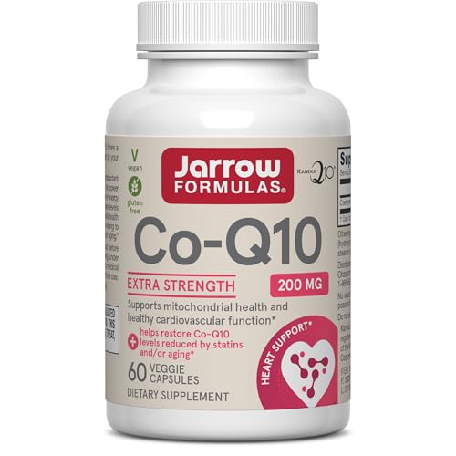 Jarrow Formulasยฎ Co-Q10, 200 mg, Antioxidant Support for Mitochondrial Health, Cellular Energy Production and Healthy Cardiovascular Function, 60 Veggie Capsules, 60 Day Supply