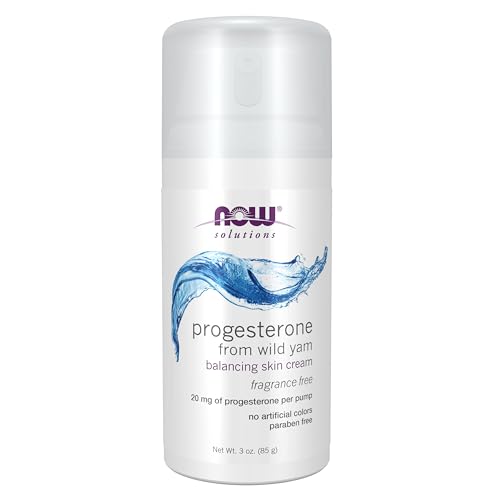 NOW Solutions, Natural Progesterone, Balancing Skin Cream, 20 mg of Natural Progesterone Per Pump, Unscented, 3-Ounce
