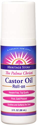 HERITAGE STORE Castor Oil Roll On Nourishing Treatment - Targeted Hydration for Skin Care, Hair Care, Quick and Easy Castor Oil Pack Wrap - Hexane Free, Vegan, Cruelty Free, 60-Day Guarantee, 3oz