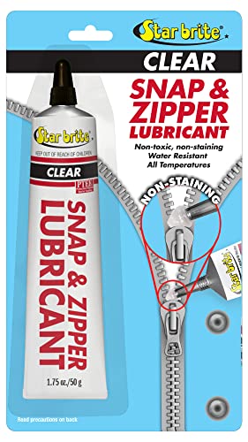 STAR BRITE Snap & Zipper Lubricant - Clear, Non-staining for Clothes, Jeep Tops, Wetsuits, Dive Suits, Gear Bags, Coolers, Biminis, Cushion Covers & More 1.75 OZ (089102)