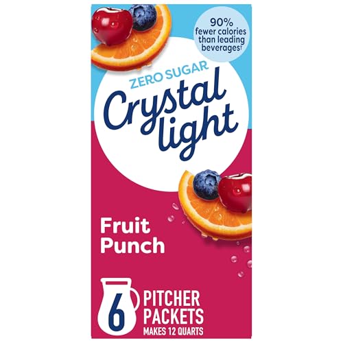 Crystal Light Sugar-Free Fruit Punch Low Calories Powdered Drink Mix 6 Count Pitcher Packets