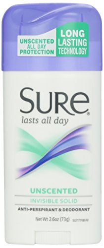 Sure Deodorant Invisible Solid,Unscented - 2.6 oz