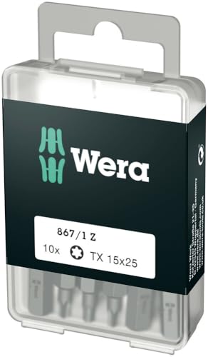 Wera 05072407001 Torx Extra-Tough Bits 867/1 Z TX15 x 25 mm, Pack of 10