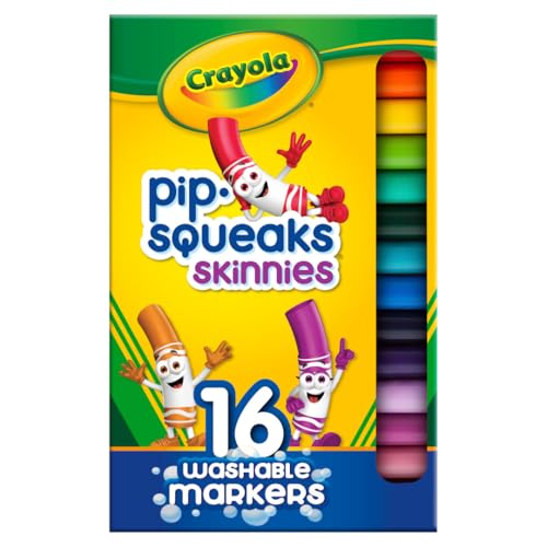 Crayola Pip Squeaks Skinnies Washable Marker Set (16ct), Mini Markers for Toddlers, Thin Coloring Supplies for Kids, Toddler Back to School Essentials
