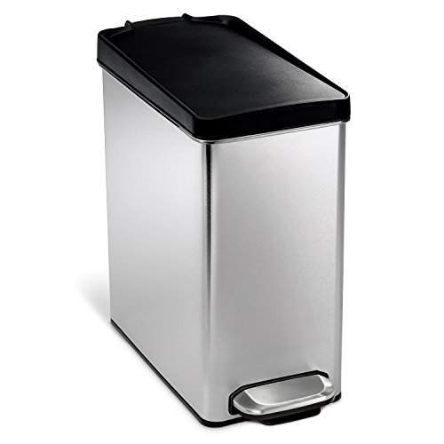 simplehuman Butterfly Lid Step Trash Can The step butterfly lid allows the user to avoid contact