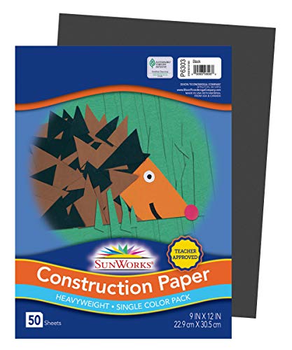 Prang (Formerly SunWorks) Construction Paper, Black, 9" x 12", 50 Sheets