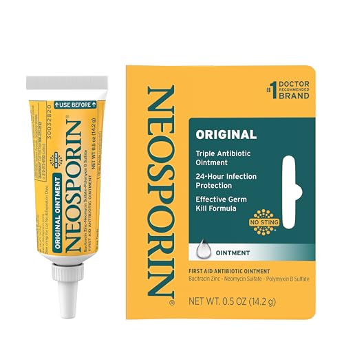 Neosporin Original First Aid Antibiotic Ointment with Bacitracin Zinc for Infection Protection, Wound Care Treatment & Scar Appearance Minimizer for Minor Cuts, Scrapes and Burns,.5 oz