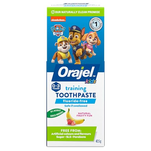 Orajel Kids Paw Patrol Fluoride-Free Training Toothpaste, Natural Fruity Fun Flavor, #1 Pediatrician Recommended , 1.5oz Tube