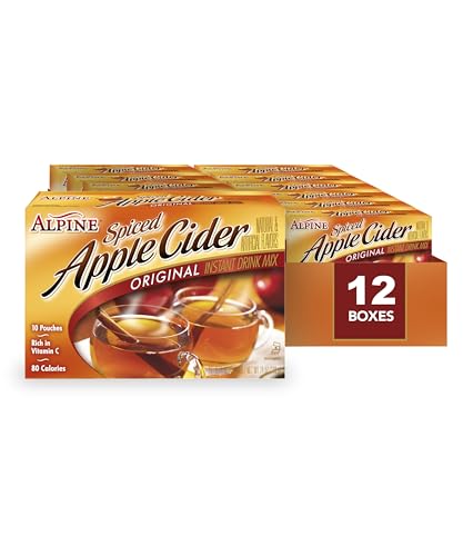 Alpine Original Spiced Apple Cider Instant Drink Mix, Rich in Vitamin C and Low Calorie, 0.74 Oz Pouch (Pack of 120)