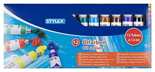 🔥 SELTEN SO GÜNSTIG (-36%) Stylex 28652 - Ölfarben im Set, 12 Tuben á 12 ml, gebrauchsfertig, untereinander mischbar, für viele Maltechniken geeignet