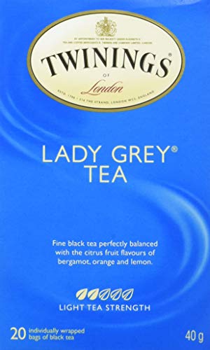 Twinings Lady Grey Individually Wrapped Teabags, Caffeinated, Refreshing Citrus Tea, 20 Count (Pack of 6), Enjoy Hot or Iced
