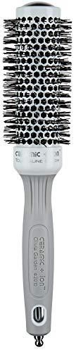 Olivia Garden Ceramic + Ion Round Thermal Hair Brush - Not Electrical - Professional Blowout Brush for Normal to Thick Hair - 1.38"-Diameter Barrel - White and Grey - CI-35