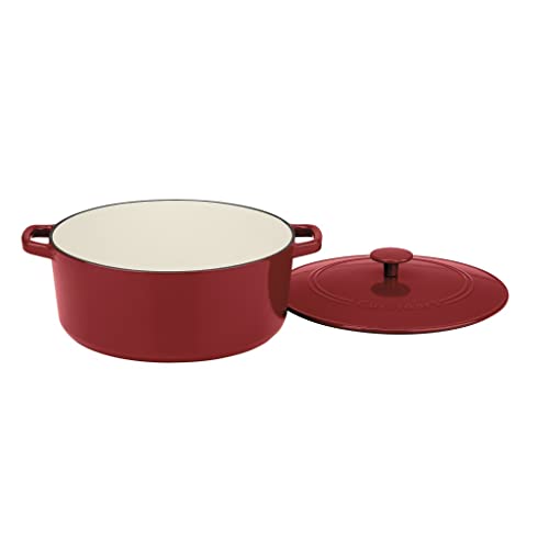 Cuisinart Chef&#x27;s Classic Enameled Cast Iron Round Covered Casserole (Cardinal Red, 7- Quart)Bread Oven Cast Iron B