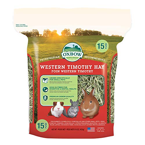 Oxbow Timothy Hay, Rabbit & Guinea Pig Hay, High Fiber for Digestive Health, Grown in the USA, Veterinarian Recommended Small Pet Supplies, for Rabbits, Guinea Pigs, & Chinchillas, 15 oz.