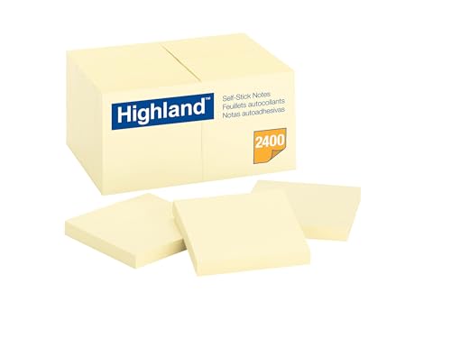 Highland Sticky Notes 3 X 3 Inches Yellow 24 Pack 6549 24