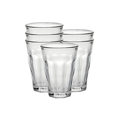 Duralex Tempered Glass, Made In France Picardie Clear Tumbler, Set of 6, 12.62 oz.Kyraton Drinking Glasses Set of 12, P