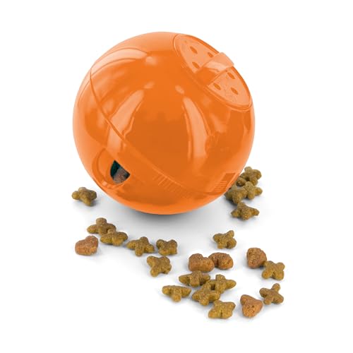 PetSafe Slimcat Feeder Ball Cat Toy, Orange | Interactive Puzzle Game for Your Cat, Adjustable Openings Control Portion & Feed Speed, Slows Fast Eaters, Improve Digestion