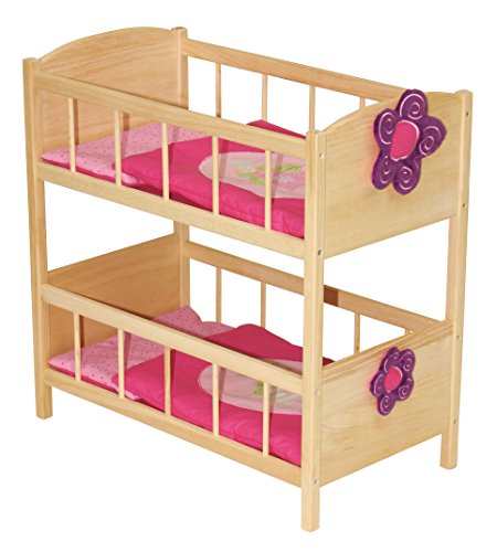 (-18%) roba Puppenetagenbett Serie 'Happy Fee', Holz natur, inkl. textiler Ausstattung, abnehmbare Blume