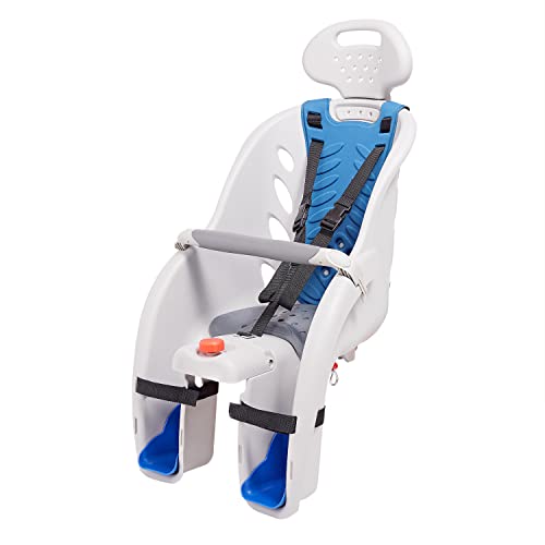 Schwinn Deluxe Child Bike Carrier, Seats one Kid Ages 1+, Frame Mount, 3-Point Safety Harness and Foot Wells, Quick Release Design, Comfortable Padding, Rear-Mounted Child Bike Seat for Toddler
