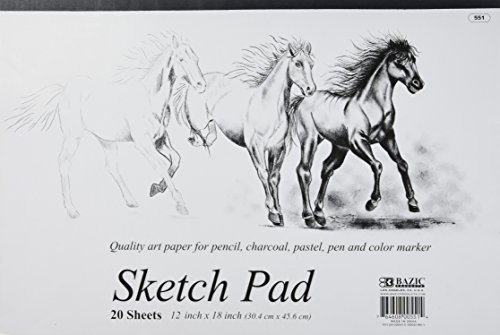 BAZIC Sketch Pad 20 Sheet 18" X 12", White Sketchbook Drawing Pads, Sketching Paper Coloring Book for Artist Beginner Classroom, 1-Pack