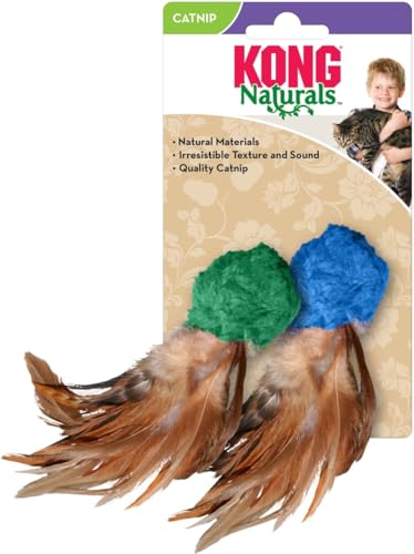KONG Naturals Crinkle Ball Cat Toy with Feathers