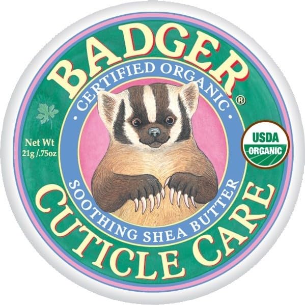 Badger Cuticle Care, 100% Organic Cuticle Cream for Natural Nail Care, Soothe & Restore Dry & Splitting Cuticles, Rich Shea Butter, Light Citrus Scent, .75oz Tin
