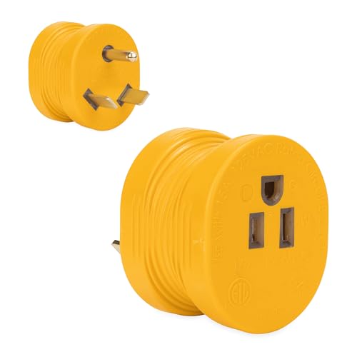 Camco PowerGrip 30AM/15AF Camper/RV Electrical Adapter | Features 30-Amp Male & 15-Amp Female Connections | Designed w/Non-Slip Grooves & Contoured Ends for Easy Removal | Rated for 125V/1875W (55233)