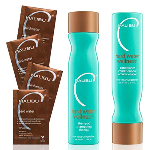 Malibu C Hard Water Wellness Remedy - Hard Water Shampoo, Conditioner & Hair Mask Packets for Removing Deposits and Impurities - Hydrating Hair Care Set (6 Ct)