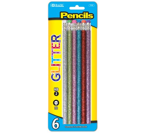 BAZIC Wood Pencil Glitter Metallic Pencils, Latex Free Eraser, Unsharpened Rewards Glitter Pencil for Kids Student Artist (8/Pack), 1-Pack