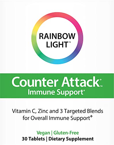 Rainbow Light - Counter Attack - Vitamin C and Zinc Supplement; Vegan and Gluten-Free; Herbal Blend Provides Immune Support, Boosts Immune System Health and Response - 30 Tablet Blister Box