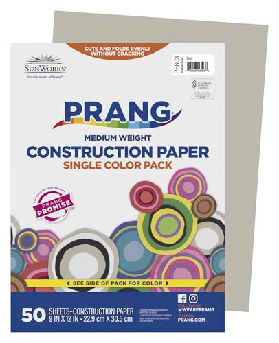 Prang (Formerly SunWorks) Construction Paper, Gray, 9" x 12", 50 Sheets