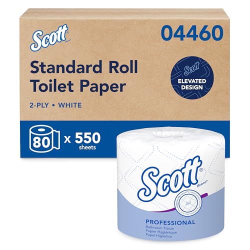 Scott Professional Standard Roll Bulk Toilet Paper (04460), 2-Ply, Elevated Design, White, Individually Wrapped (80 Rolls of 550 Sheets, 44,000 Sheet Total)