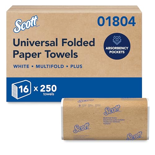 Scott Professional Universal Multifold Paper Towels, Bulk (01804), Absorbency Pockets, White, 9.2'x9.4' Towel, Compressed (250 Sheets/Pack, 16 Packs/Case, 4,000 Sheet Total)