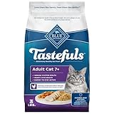 Blue Buffalo Tastefuls Mature Dry Cat Food for Adult Cats 7+, Made in the USA with Natural Ingredients, Chicken & Brown Rice Recipe, 3-lb. Resealable Bag