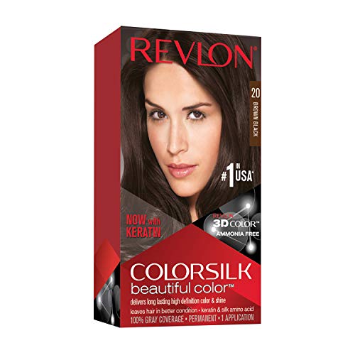 Colorsilk Beautiful Color, Permanent Hair Color with Keratin, 40ml + 40ml + 11.8ml - 20 Brown Black (Pack of 1)