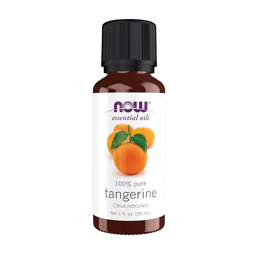 NOW Essential Oils, Tangerine Oil, Cheerful Aromatherapy Scent, Cold Pressed, 100% Pure, Vegan, Child Resistant Cap, 1-Ounce