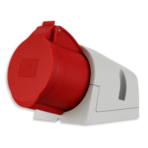 (-11%) REV CEE Wandsteckdose - Starkstrom Steckdose, 400VAC, 32A, 5-polig, 3Ph + N + PE, IP44, rot
