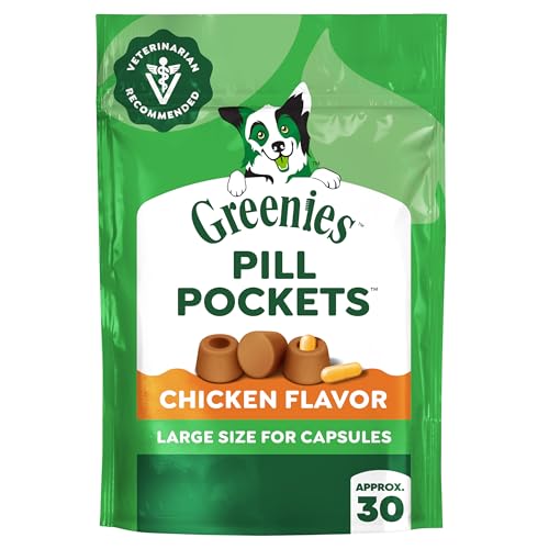 Greenies Pill Pockets for Dogs Large Size, Soft Dog Treats, Chicken Flavor, 7.9 oz. Pouch (30 Treats)