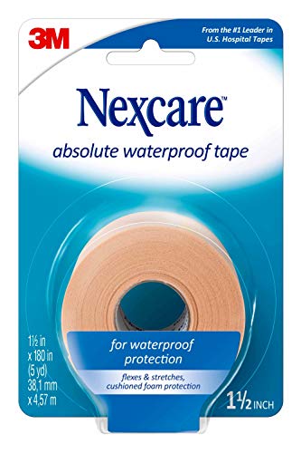 Nexcare Absolute Waterproof Tape, Flexible Foam Medical Tape, Secures Dressing and Keeps Wounds Dry - 1.5 in x 5 yds, 1 Roll of Tape