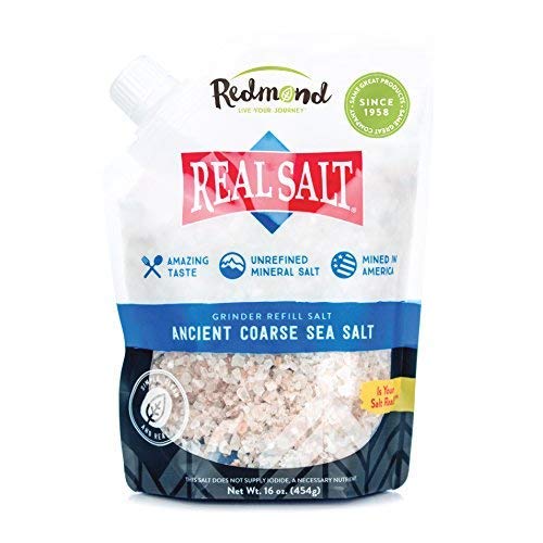 Redmond Real Sea Salt - Natural Unrefined Gluten Free Coarse, 16 Ounce Pouch (1 Pack)
