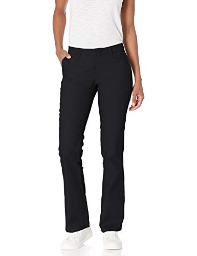 Dickies Women's Flat Front Stretch Twill Pant, Black, 12 Regular