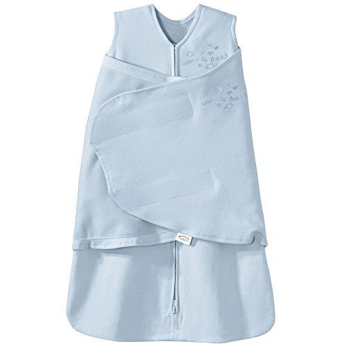 HALO 100% Cotton Sleepsack Swaddle, 3-Way Adjustable Wearable Blanket, TOG 1.5, Baby Blue, Newborn, 0-3 Months