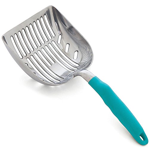 DuraScoop Original metal cat litter scoop with a deep slotted basket for clumping litter