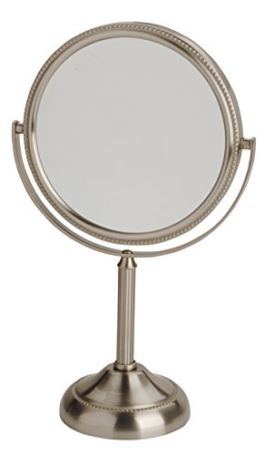 JERDON Two-Sided Tabletop Makeup Mirror - Makeup Mirror with 10X Magnification &amp; Swivel Design - Portable 6-Inch Dia