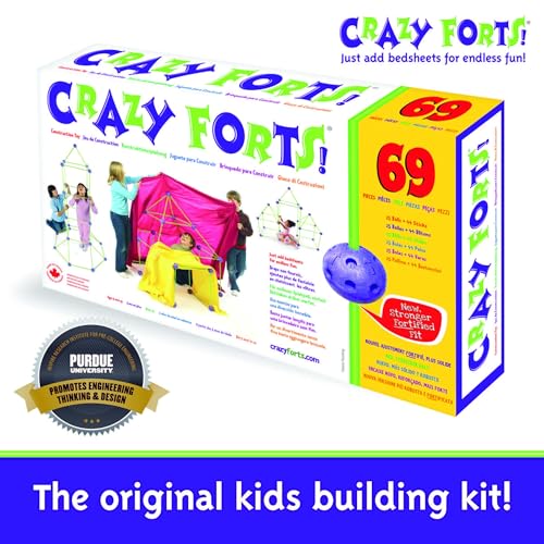 Crazy Forts! 69 Piece Buildable Indoor/Outdoor Play Fort Playset, DIY, Build Your Own, STEAM toy , Purple