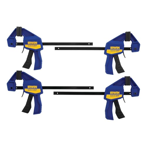 IRWIN QUICK-GRIP 1964758 One-Handed Mini Bar Clamp 4 Pack, 6"
