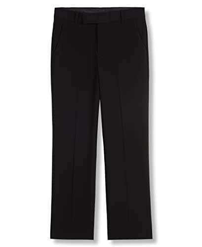 Calvin Klein Boys Flat-Front Bi-Stretch Dress Pant, Straight Leg Fit & Hemmed Bottom, Belt Loops & Functional Front Pockets, Black, 14