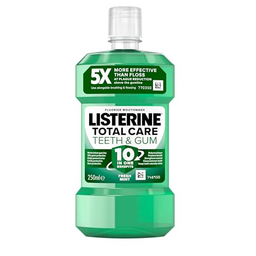 Listerine Total Care Teeth & Gum Intense Taste Classic Antibacterial Mouthwash (250ml), Fresh Mint Blast Flavour with 6-in-1 Benefits