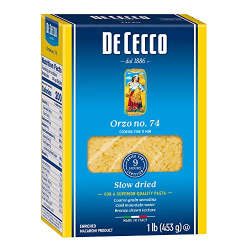 De Cecco Semolina Pasta, Orzo No.74, 1 lb (Pack of 20)