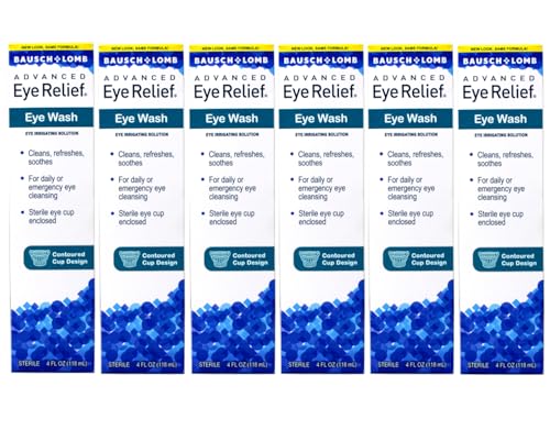 Bausch + Lomb Advanced Eye Relief, Eye Wash Solution, Cleanses, Refreshes, and Soothes for Daily or Emergency Use, 4 Fl Oz (Pack of 6)